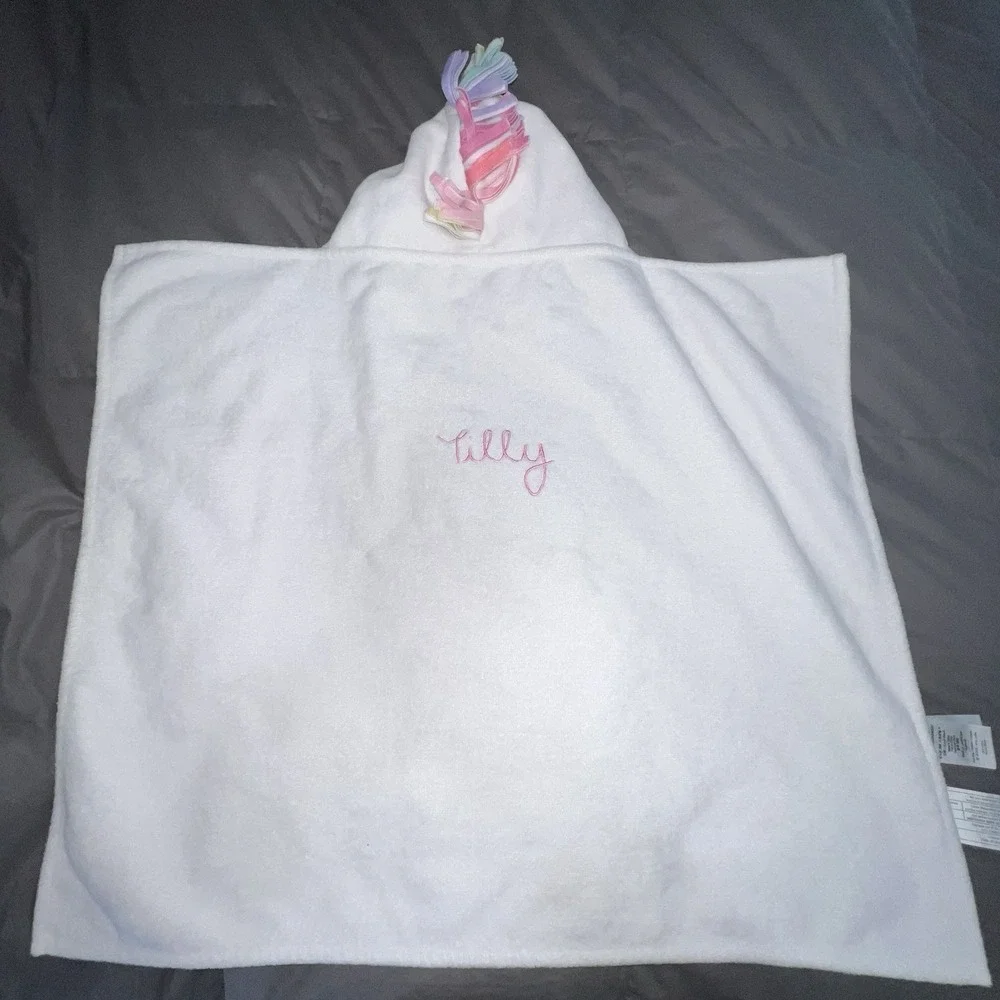Pottery Barn Kids‎ Critter Plush Kid Hooded Towel Collection Unicorn Engraved